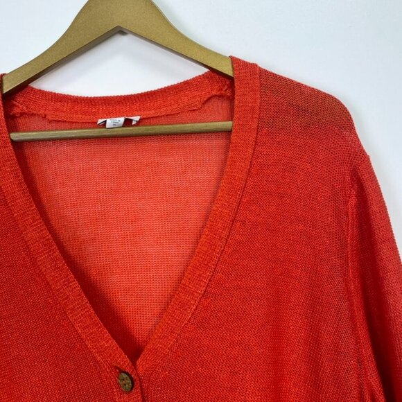 J. Jill Linen Blend Coral Single Button Knit Cardigan Sweater - Picture 4 of 11